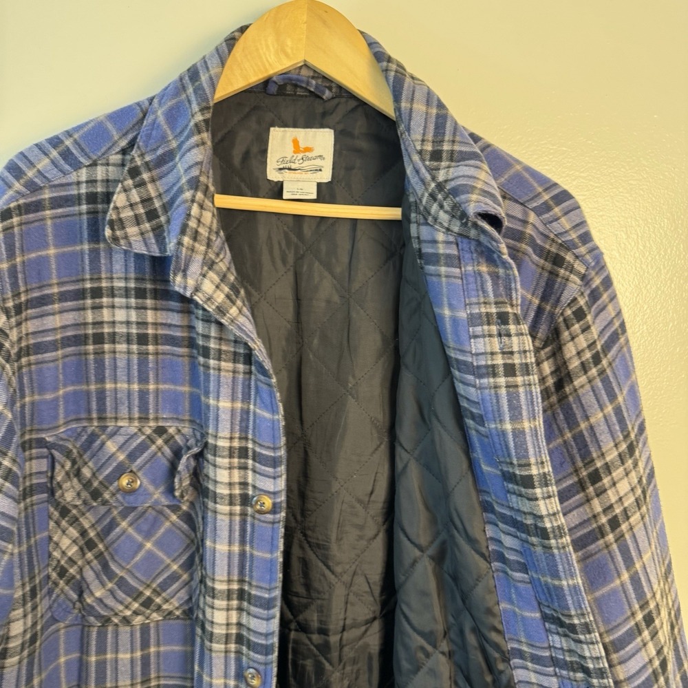Field & Stream Men's Size Large Blue Flannel Shacket Quilted Lining Jacket - Picture 5 of 10